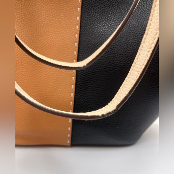 Tory Burch Two-Tone Black and Tan Tote - Picture 14 of 16